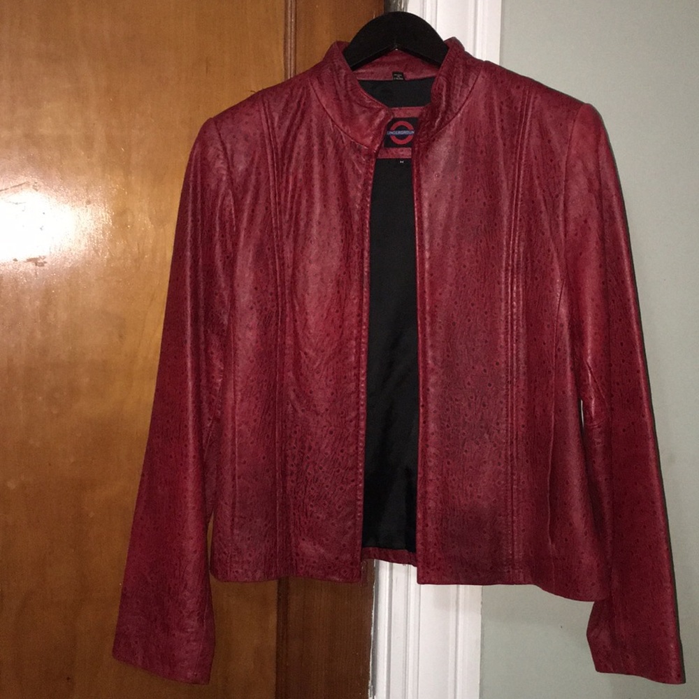 Red fitted leather jacket size Medium
